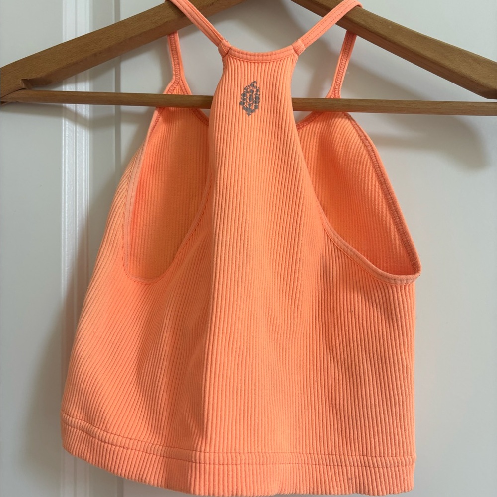 orange free people cropped rib tee